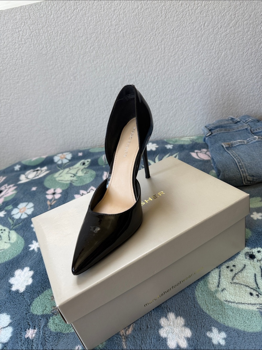 Marc Fisher Black Patent Pointed-Toe D'Orsay Stiletto Pump
